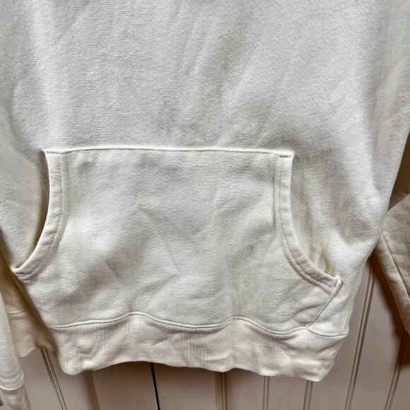 Champion Reverse Weave Hoodie L Cream GF757 Heavyweight Sweatshirt Logo Womens - Picture 15 of 16